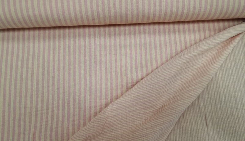 Baumwoll Musselin Doubleface streifen apricot-rosa